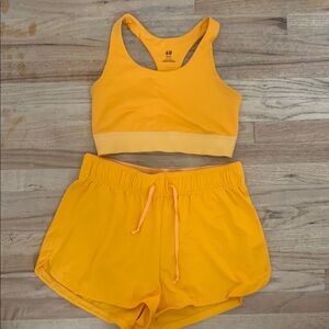 H&M Yellow Sports Bra and Shorts Set